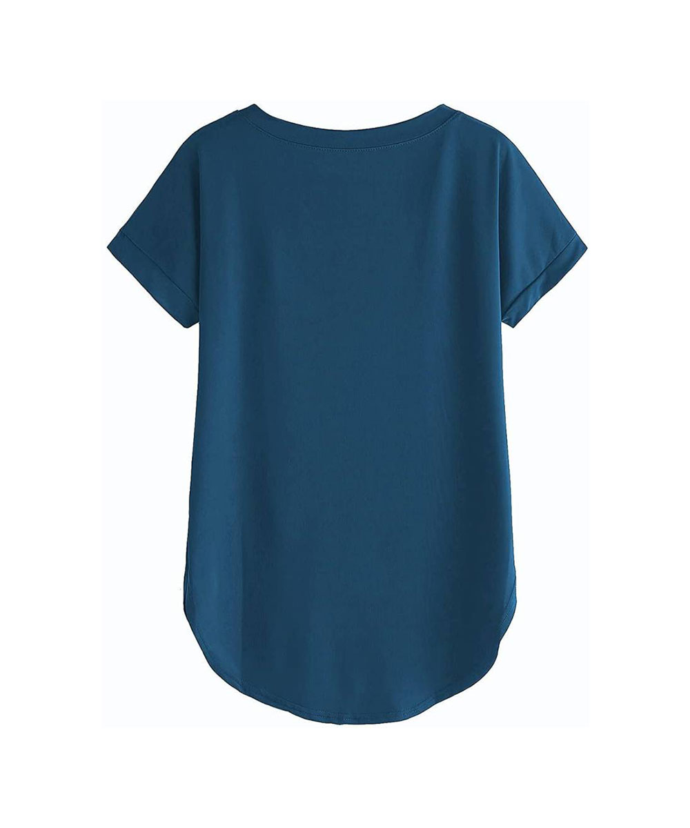 Camiseta de Algodão Feminina De Gola Redonda Sólida - Image 6