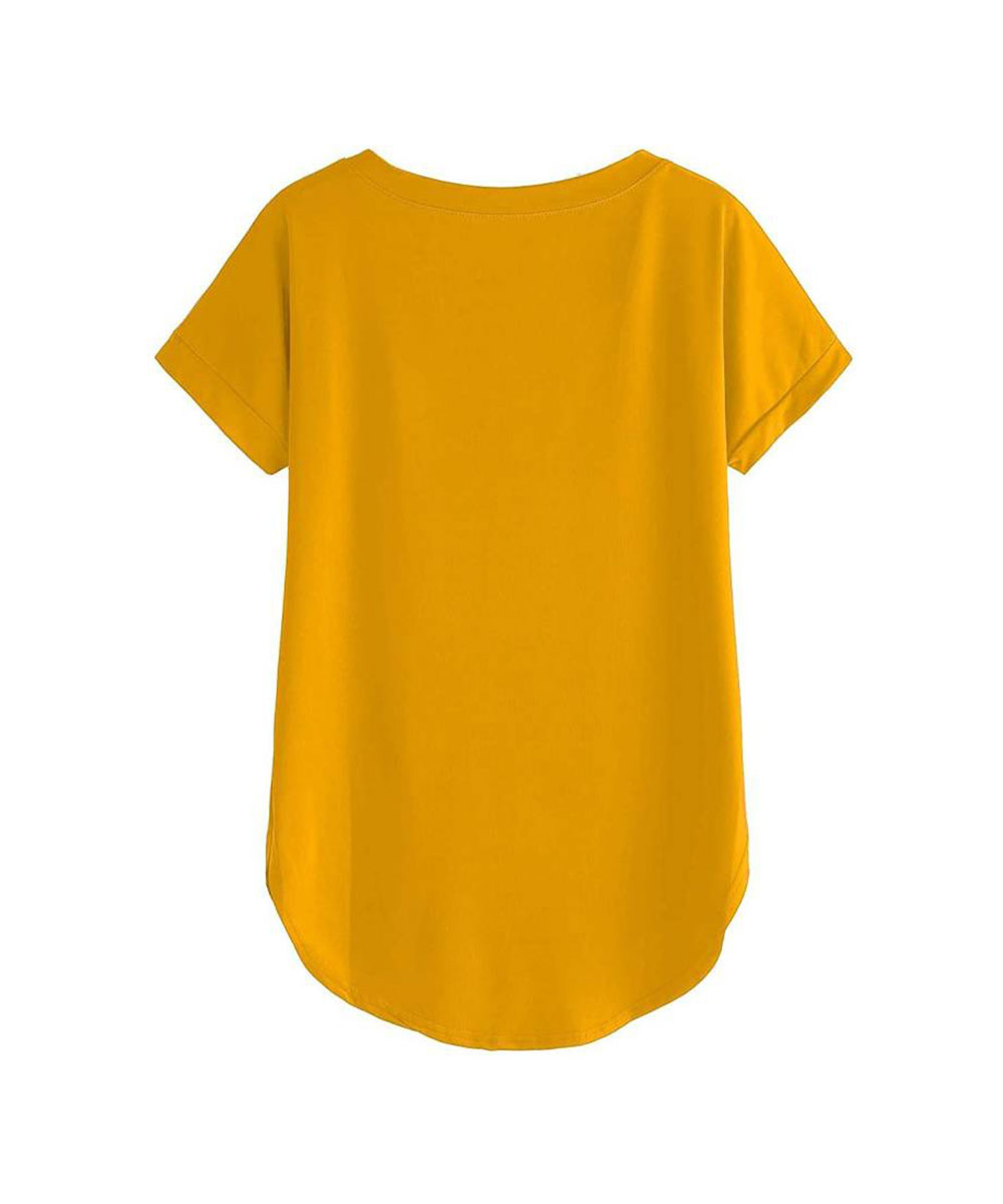 Camiseta de Algodão Feminina De Gola Redonda Sólida - Image 2