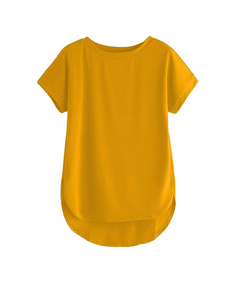 Camiseta de Algodão Feminina De Gola Redonda Sólida