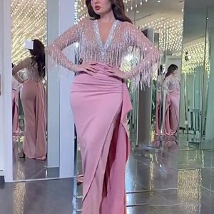 European and American long sheath dress fashion women's tassel dress