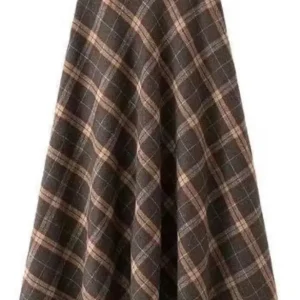 Saia Midi Xadrez Feminina Para Primavera E Verão