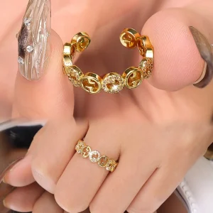 Anel Aberto Ajustável, Anel Feminino Word Finger Ring, Prese