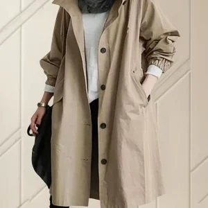Trench Coat Feminino De Manga Comprida Com Capuz