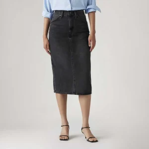 Saia Jeans Levis Back Slit Preta 001vh0004
