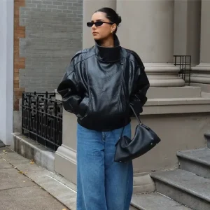 Jaqueta Feminina De Couro, Marrom Cortada, Jaqueta Bomber Fe