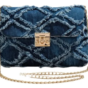 /. Bolsa Feminina Jeans Com Aba E Aba