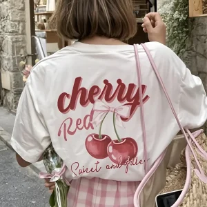 T-shirt Camiseta Estampada Cereja Cherry Blusa Feminina