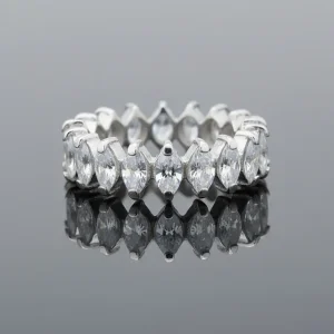 Aliança De Pedras Navetes Cristal  Florenzza Em Prata 950