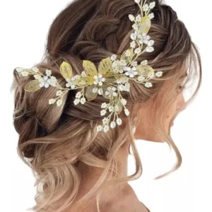 Arranjo Enfeite Cabelo Laminado Pente Noiva Casamento Gold