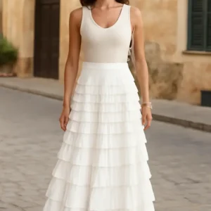 Saia De Tule Em Camadas Longa Look Gringa Refinada Sale 40%