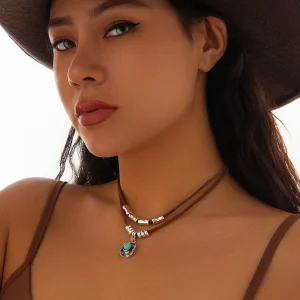 Colar Com Pingente De Chapéu De Cowboy Turquesa, Joias L&b