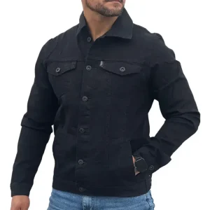 Jaqueta Jeans Masculina Sarja Bolsos Funcionais Resistente
