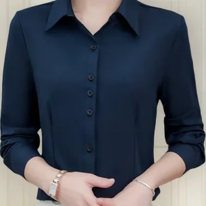 Camisa Social Feminina Profissional, Manga Comprida, Fina