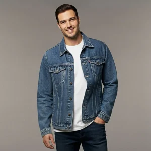 Jaqueta Jeans Masculina Marmorizada Moderna Botões Premium