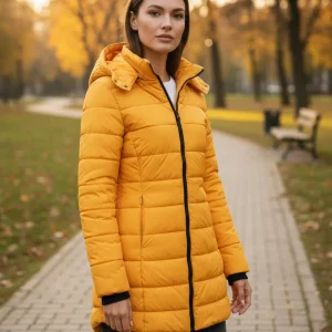 Casacos Femininos De Comprimento Médio E Cor Quente, Jaqueta