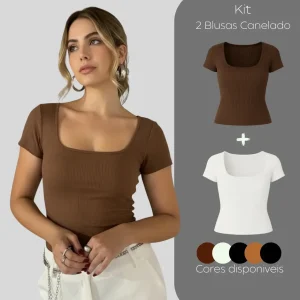 Kit 2 Blusas Feminina Básica Viscolycra Canelado M Ao Gg