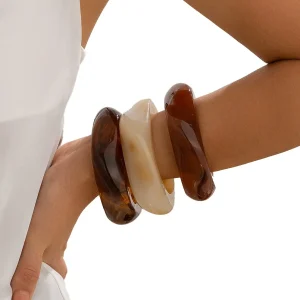 3 Peças De Pulseiras Largas De Resina Kpop Y2k, Joias Femini