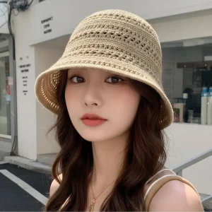 Chapéu Bucket Hat De Crochê Feminino Boné Estilo Moda Verão