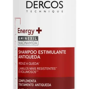 Shampoo Estimulante Tratamento Antiqueda para Cabelos Fracos e Quebradiços, Fortalece os Fios com Aminexil, Niacinamida e Vitamina E, Energy+ Dercos Vichy 400g