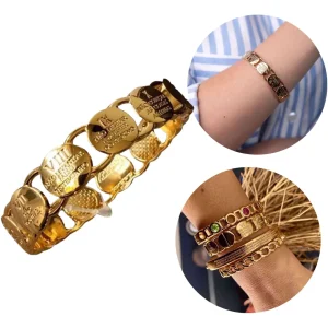 Pulseira Feminina Bracelete Religioso 10 Mandamentos Semijoia Folheada A Ouro embalada para presente chapeada banhada