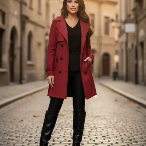 Sobretudo Casaco Feminino Trench Coat  Com Cinto
