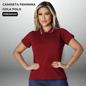 T-shirt Feminina Gola Polo Moda Social Algodão Blusa Botão