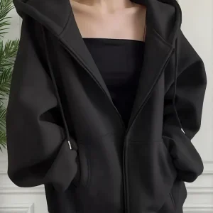 Blusa Moletom  Feminina Flanelada Fechamento Em Zíper Casual