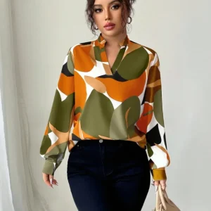 Ladies Casual Simple Versatile Long Sleeve Loose Shirt