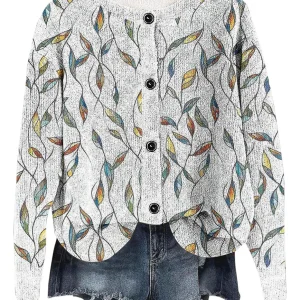 Casaco Feminino P Com Estampa De Casaco Com Botão De Manga C