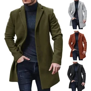 Casaco Masculino De Lã Formal Com Design De Peito Único