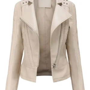 Jaqueta Feminina De Couro À Prova De Vento C Jackets Para C