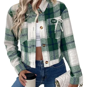 Casaco Retro Fresh 2025: Blazer Xadrez Feminino Curto