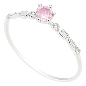 Anel Princesas Elegante Com Design Fino Infinito Prata 925 Cor Rosa Claro - Aurora Tamanho 18