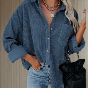 Camisa De Veludo Cotelê Feminina De Inverno 2025