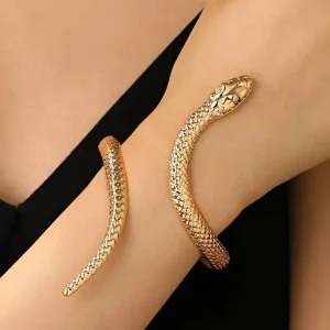 Pulseira Bracelete Cobra Serpente Dourado Folheada
