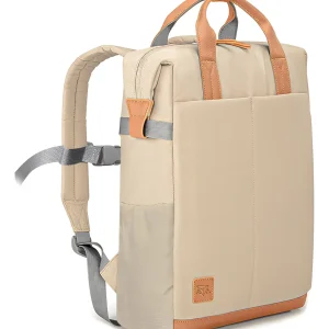 Mochila Feminina Adamantiun Lunar Escolar Reciclada Impermeavel Compartimento Acolchoado para Notebook até 15,6 polegadas Cor Bege Desenho do tecido Liso