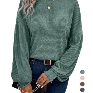 New Style Solid Color Loose Casual Drop Shoulder Sleeve Ruched Design Pullover T-Shirt