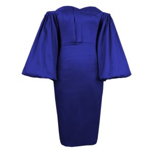 Women's Sexy Strapless Shoulder Lantern Sleeve High Waist Slim-fit Slimming Party Dress Dress