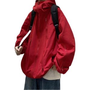 Black Warrior vibe jacket men's turtleneck hooded functional style vintage American spring and autumn cardigan jacket H
