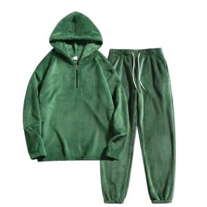 Trade Autumn and Winter Fashion Warm Hooded Solid Color Sports Casual Sweatpants Men's Two-Piece Sweatshirt Set