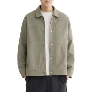 Woog2005 Solid Color Simple Lapel Jacket for Men 2025 Autumn New Trendy Versatile Slightly Loose Casual Coat for Men