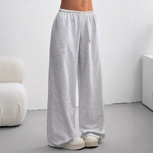 Foreign Trade Women's Solid Color Waist-Cinching Drapey Tie Slimming Versatile Casual Yoga Sports Pants for Women