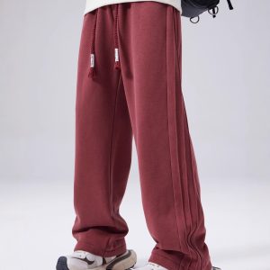 Japanese-Style Loose Knit Three-Stripe Drape Casual Sports Sweatpants Straight-Leg Pants Versatile Casual Wear