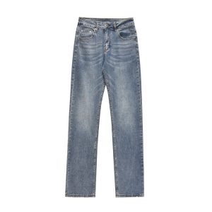 G6071 American Retro 2025 Trendy Street Washed Blue Design Straight Through Slim Fit Men's Denim Pants