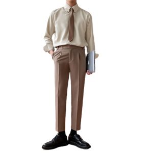High-end large pointed collar shirt gentleman business formal wear men's autumn Korean-style slim-fit trendy white shirt long sleeve