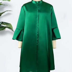 Women's clothing fashion round neck bell sleeve loose casual banquet party dress dress women