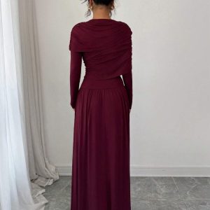 New Design Shawl Long-Sleeved Banquet Evening Dress Elegant Long-Sleeved Long Dress for Women