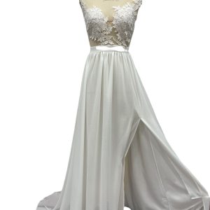 Women's fashion solid color sexy sleeveless V-neck slit trailing dress long dress dress