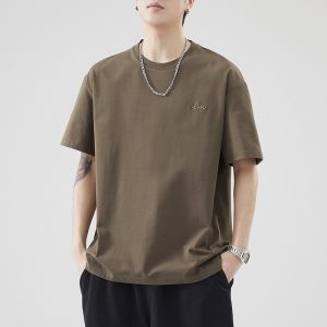 Short-sleeved T-shirt Men's Summer Simple Casual All-match Base Shirt Ice Silk Cotton Micro Loose Cool Top Half-sleeved