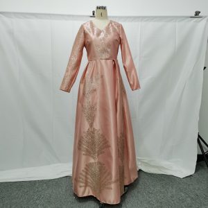 European and American Elegant Dress Slim-fit V-neck Long-sleeved Dress Large-swing Dress for Women